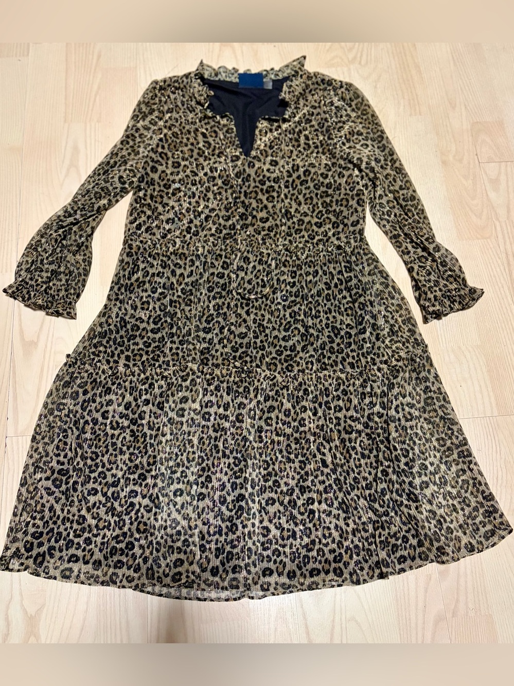 Just...Taylor Leopard Print Tiered Dress in Gold and Black